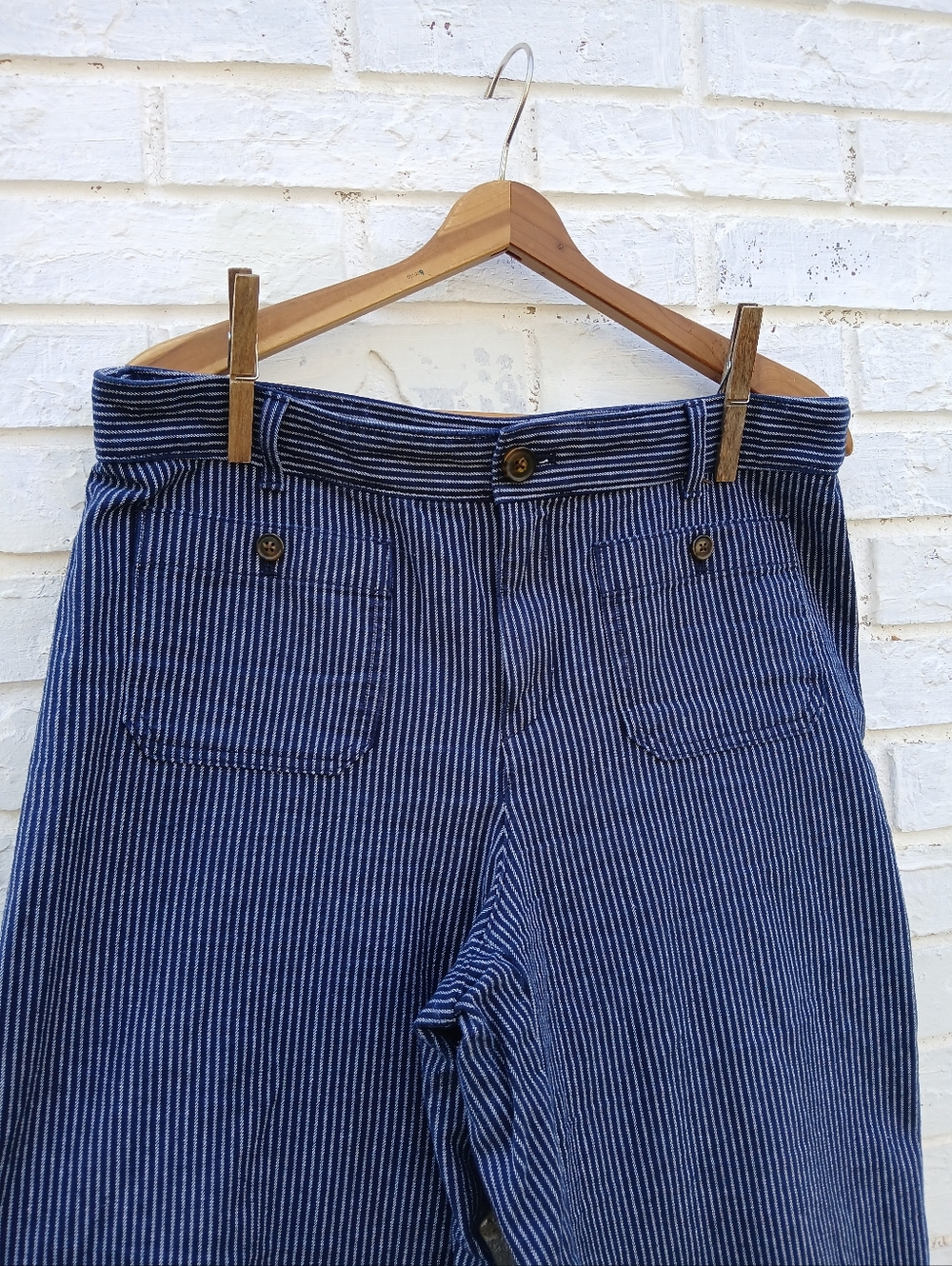 Loft Palmer Pinstripe Wide Leg Pants Navy Size 10 - Picture 3 of 8